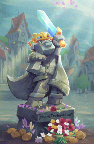 Technoblade Statue With Crystal Sword GIF
