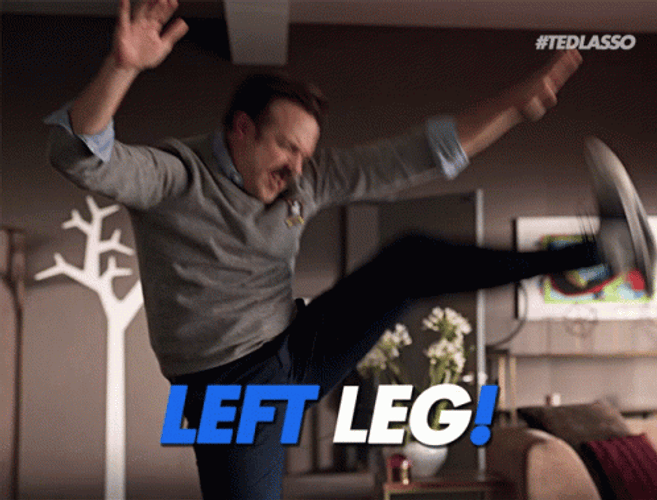 Ted Lasso Leg Dance GIF