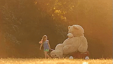 Teddy Bear Giant Stroll Outside GIF