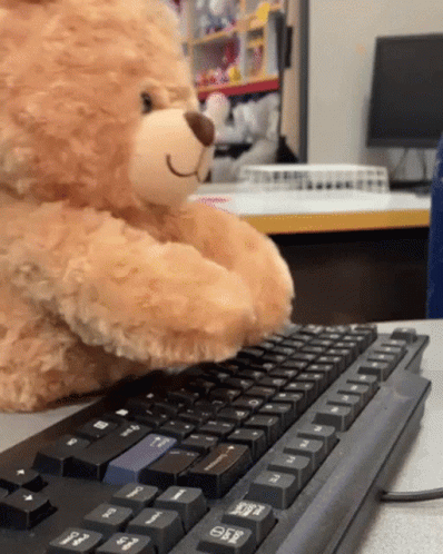 Teddy Bear Keyboard Typing GIF