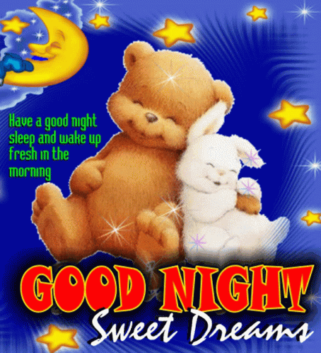Teddy Bear And Rabbit Goodnight Sweet Dreams GIF