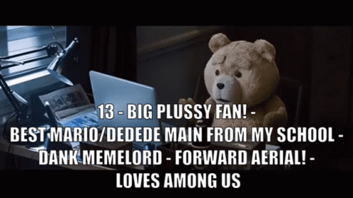 Teddy Bear at Desk with Laptop and Newspaper