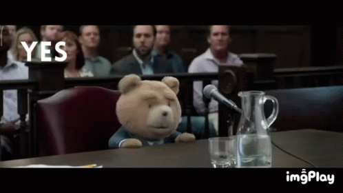 Teddy Bear At Microphone Saying Yes GIF