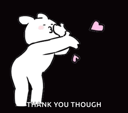 Teddy Bear Blowing Hearts Thank You GIF