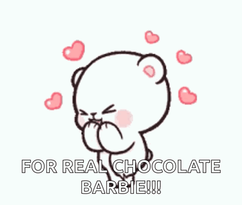 Teddy Bear Blowing Kiss For Real Chocolate Barbie GIF