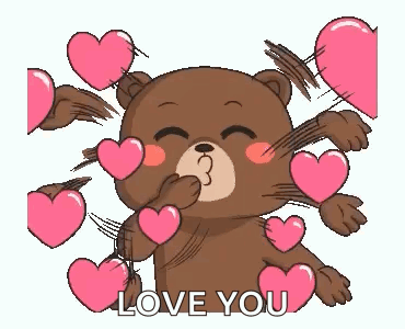 Teddy Bear Blowing Kiss With Hearts Love You