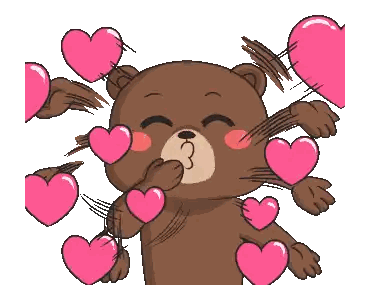 Teddy Bear Blowing Kiss with Pink Hearts