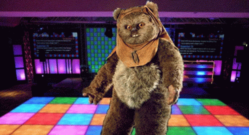 Teddy Bear Dressed as Ewok Dancing