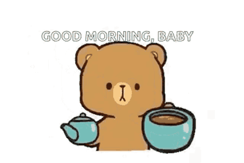 Teddy Bear Drinking Coffee Saying Good Morning