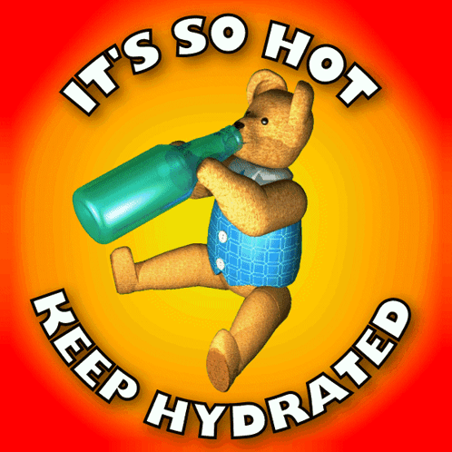 Teddy Bear Drinking Green Bottle Keep Hydrated