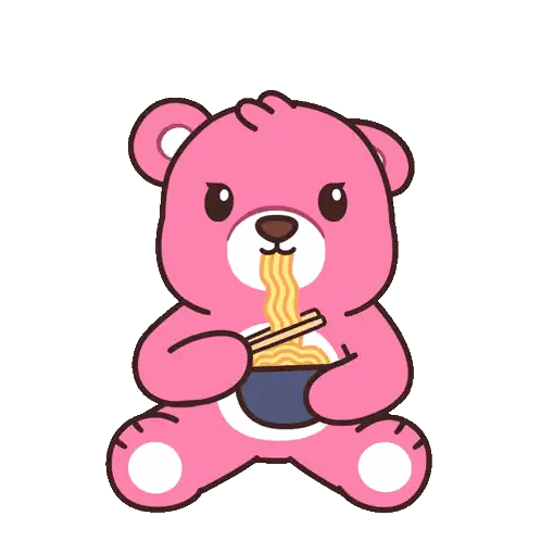 Teddy Bear Eating Noodles with Chopsticks