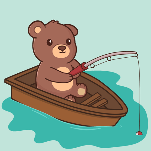 Teddy Bear Fishing In Boat GIF
