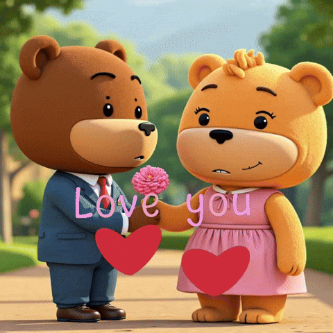 Teddy Bear Giving Flower Love You