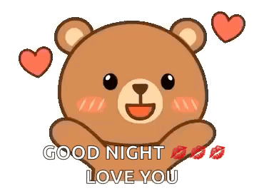 Teddy Bear Hearts Kisses Good Night I Love You GIF
