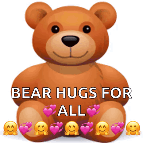 Teddy Bear Hearts Smileys Saying Bear Hugs All