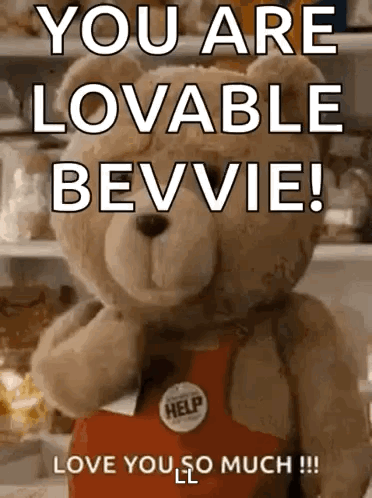 Teddy Bear Help Apron Saying You Are Lovable Bevvie GIF