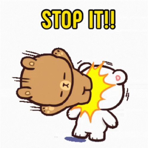 Teddy Bear Hitting Another Teddy Bear Stop It