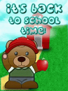 Teddy Bear Holding Apple Back to School