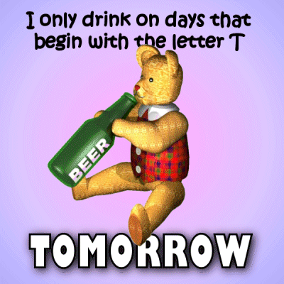 Teddy Bear Holding Beer Bottle Saying Beer GIF