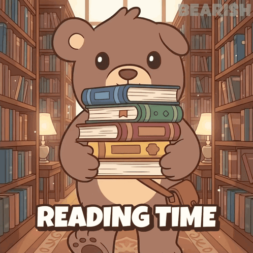 Teddy Bear Holding Books Reading Time