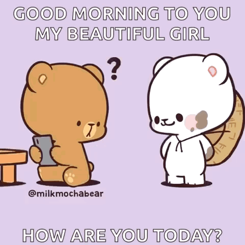 Teddy Bear Holding Flower Saying Good Morning GIF