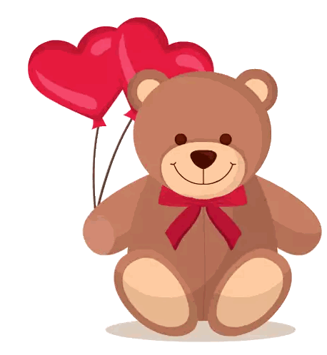Teddy Bear Holding Heart Balloons