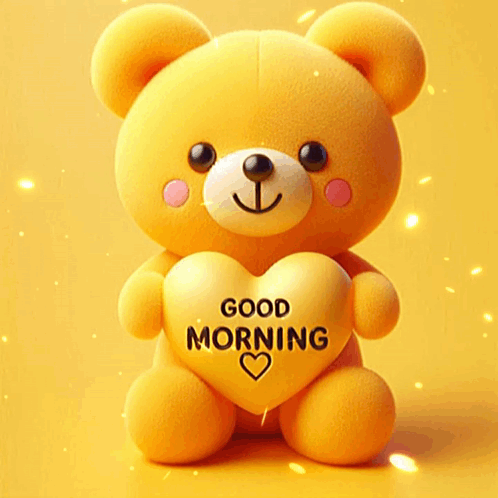 Teddy Bear Holding Heart Saying Good Morning