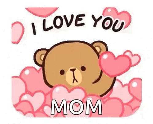 Teddy Bear Holding Heart Saying I Love You Mom GIF