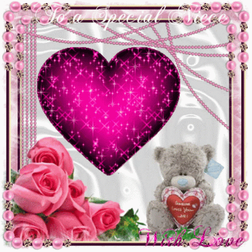 Teddy Bear Holding Heart Saying Someone Loves You GIF