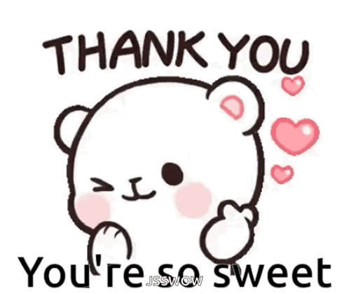 Teddy Bear Holding Heart Saying Thank You You're So Sweet GIF