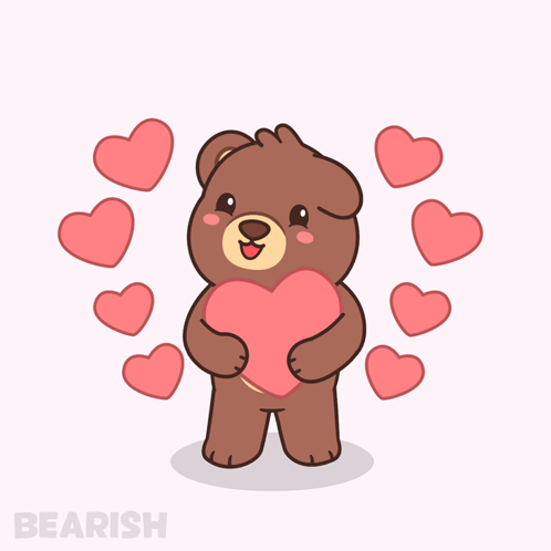 Teddy Bear Holding Heart with Hearts Bearish