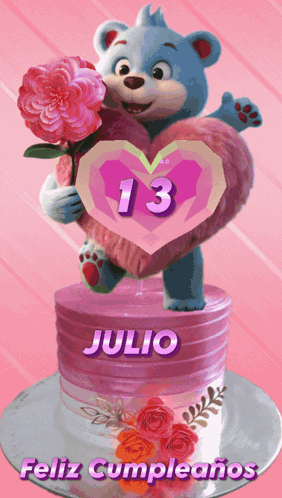 Teddy Bear Holding Heart with Number 13