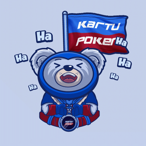 Teddy Bear Holding Kartu Poker Flag