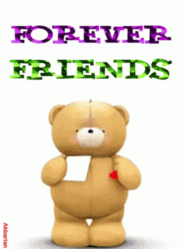 Teddy Bear Holding Paper Saying Forever Friends