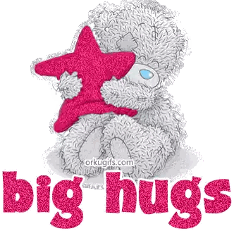 Teddy Bear Holding Pink Star Big Hugs