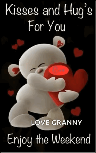 Teddy Bear Holding Red Heart Kisses And Hug GIF