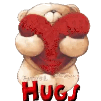 Teddy Bear Holding Red Heart With Hugs