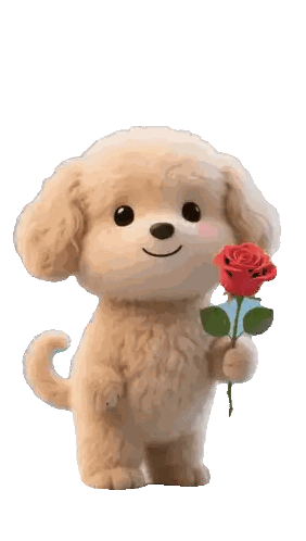 Teddy Bear Holding Red Rose