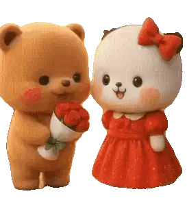 Teddy Bear Holding Red Roses