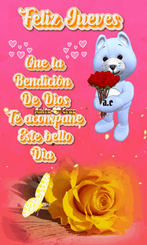 Teddy Bear Holding Red Roses Feliz Jueves