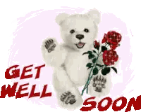 Teddy Bear Holding Roses Get Well Soon