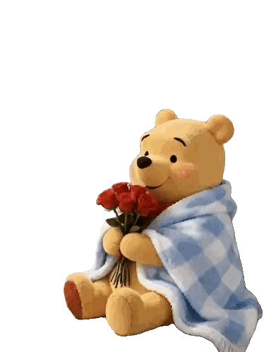 Teddy Bear Holding Roses