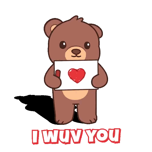 Teddy Bear Holding Sign Saying I Wuv You