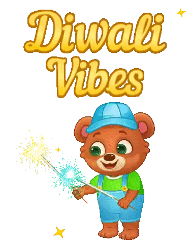 Teddy Bear Holding Sparkler Diwali Vibes
