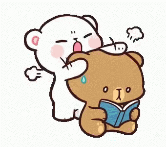 Teddy Bear Holding Teddy Bear Reading Book GIF