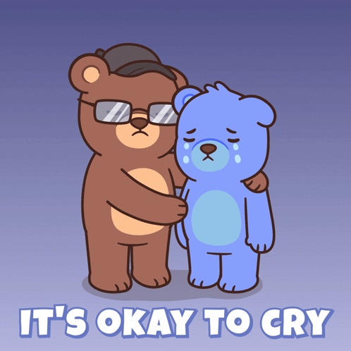 Teddy Bear Hugging Another Saying Its Okay to Cry