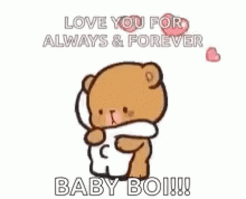Teddy Bear Hugging Another Saying Love You For Always & Forever Baby Boi GIF