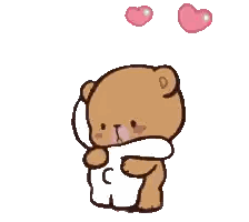 Teddy Bear Hugging Another with Hearts