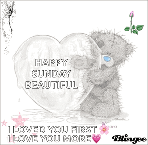Teddy Bear Hugging Heart Happy Sunday