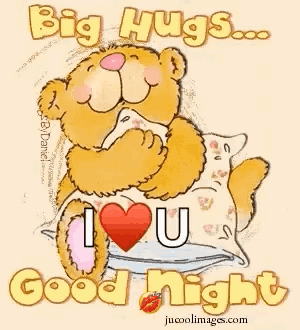 Teddy Bear Hugging Pillow Big Hugs I Love You Good Night